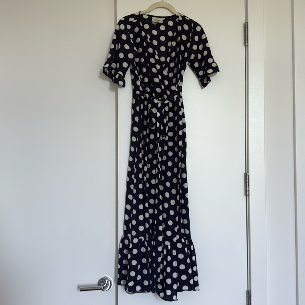 Polka Dot Wrap Maxi Dress